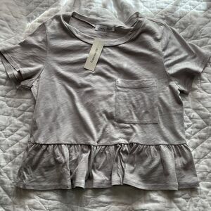 Francesca’s Owenn Washed Peplum Tee Grey Size XXS